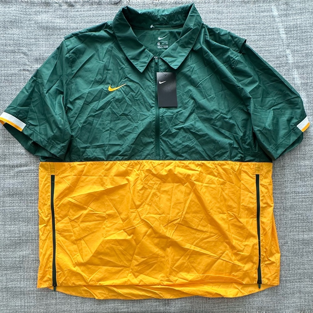 Nike Half-Zip Lightweight Golf Wind Jacket Mens 2XL GREEN/GOLD NWT